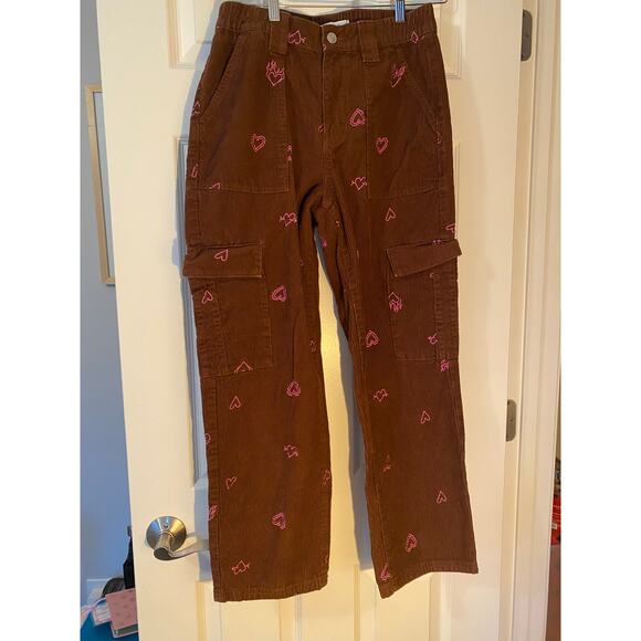 Pac Sun Brown Corduroy Utility Heartbreaker pants size Medium - Picture 1 of 6